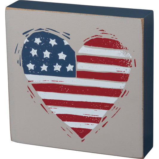 Patriotic Heart Block Sign SolagoHome