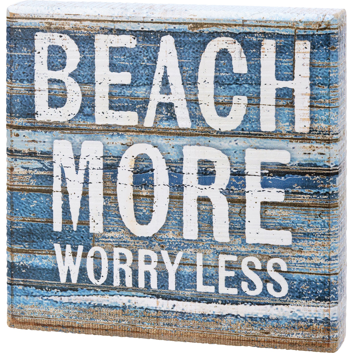 Beach More Worry Less Block Sign