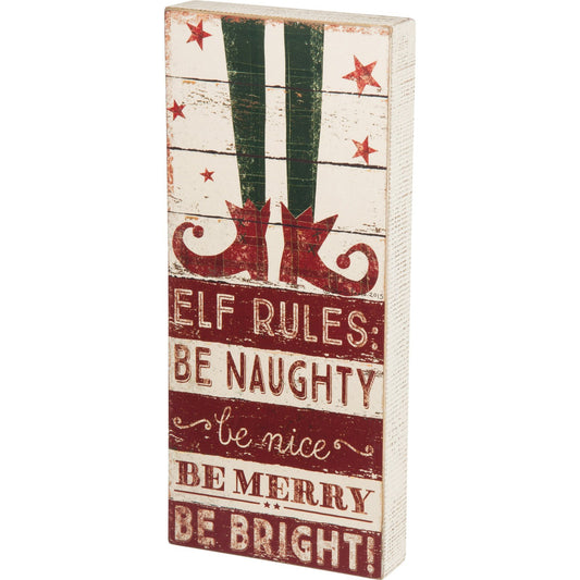 Elf Rules Christmas Wall Sign SolagoHome