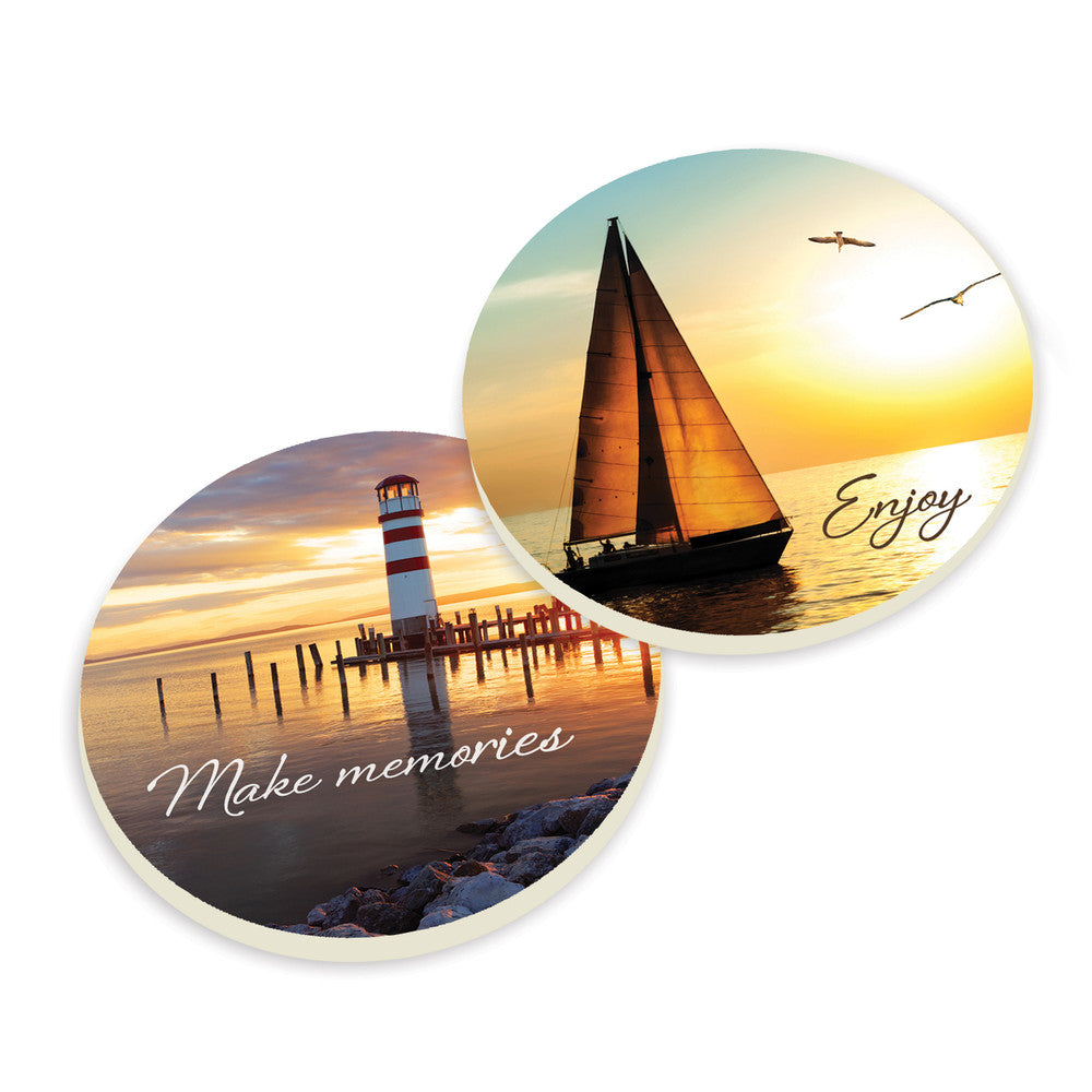 Lighthouse Sailboat Car Coasters set SolagoHome