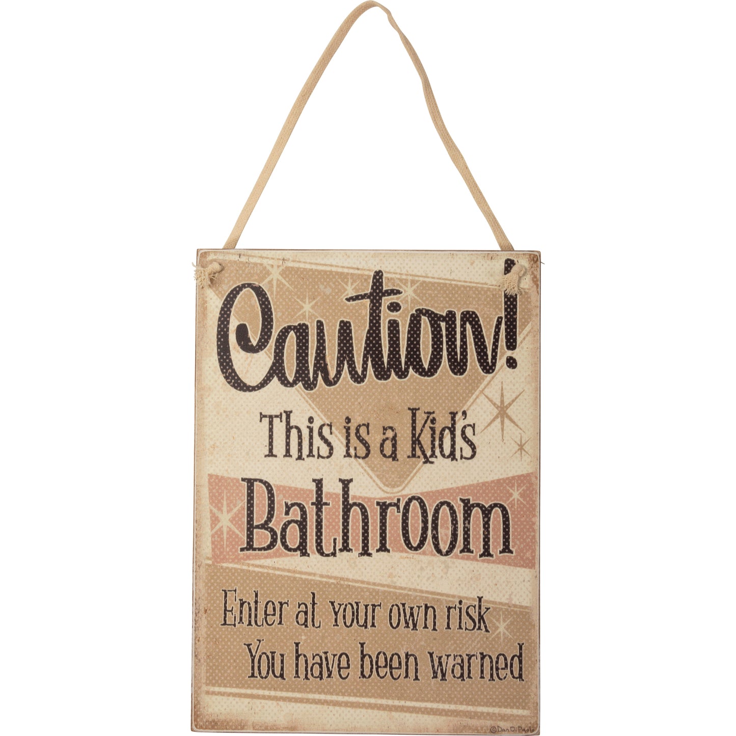 Caution Kids Bathroom Hanging Wall Sign SolagoHome