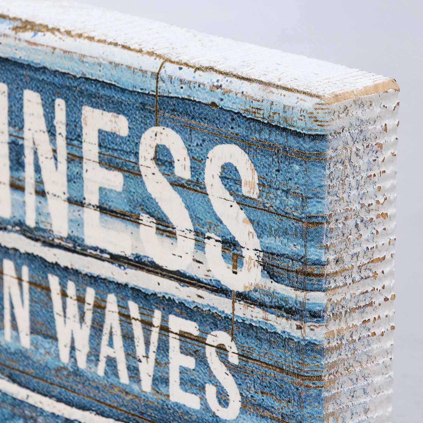 Happiness Comes In Waves Block Sign
