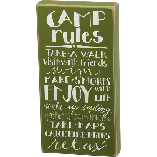 Camp Rules Wall Sign SolagoHome