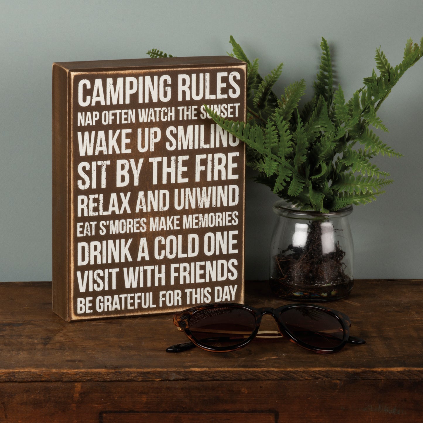 Camping Rules Box Sign SolagoHome