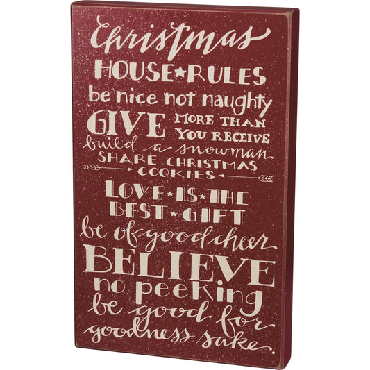 Christmas House Rules Box Sign SolagoHome