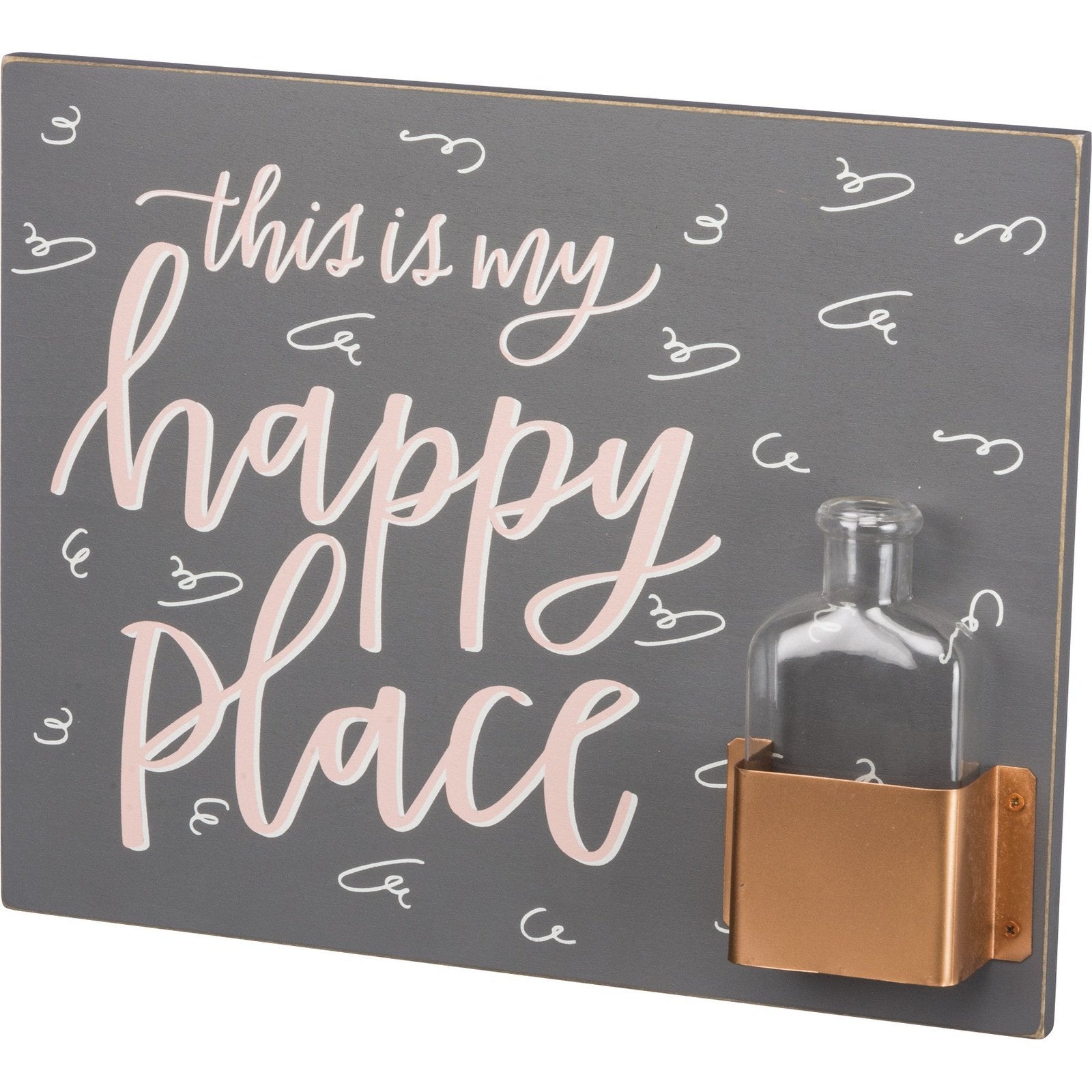 Happy Place Wall Sign Flower Vase SolagoHome