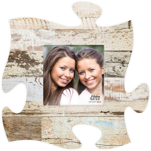 Puzzle Photo Frame White Multicolor Wood SolagoHome